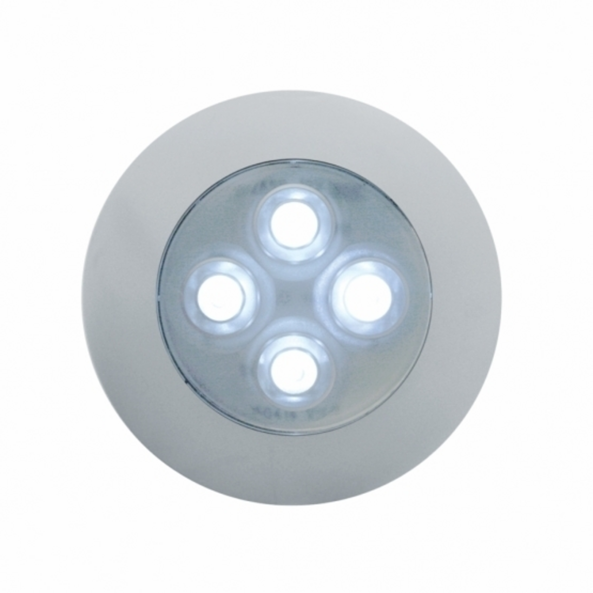 4 LED 1-3/4" Dome Light 3" Round Bezel-White LED/Clear Lens
