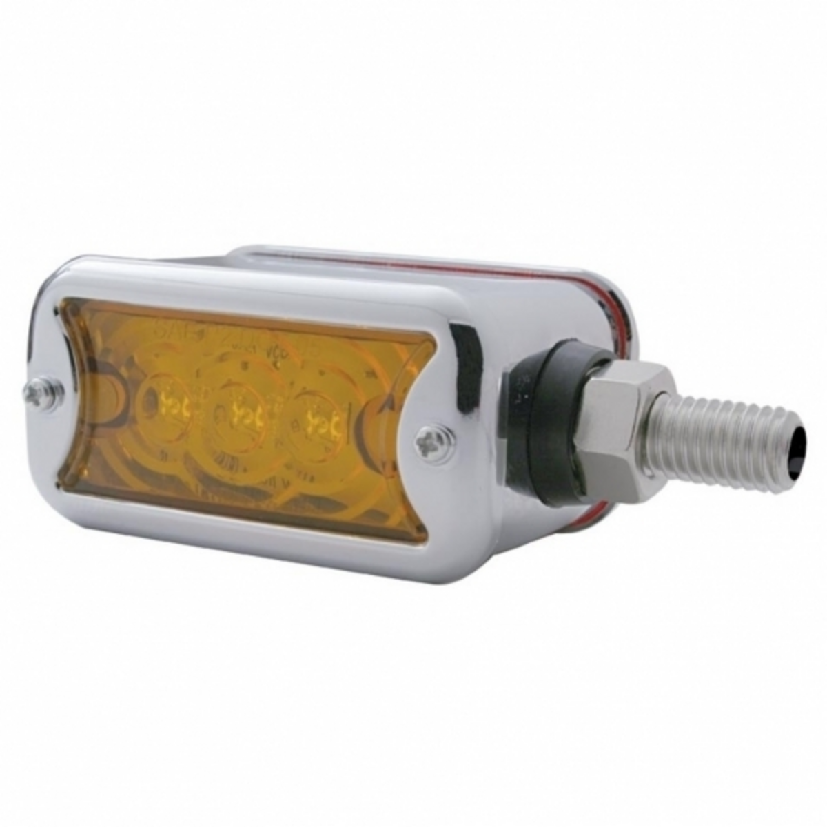 6 LED Single Function Double Face Light W/Bezel - Horizontal Mount - Amber & Red LED/Amber & Red Len