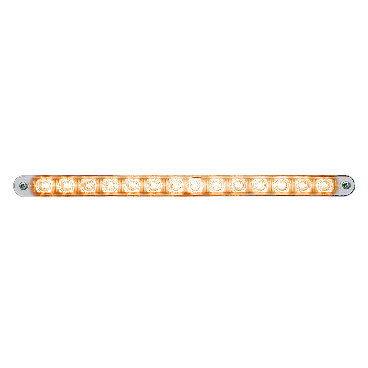 14 LED 12" Auxiliary strip Light With Bezel - Amber LED/Chrome Lens