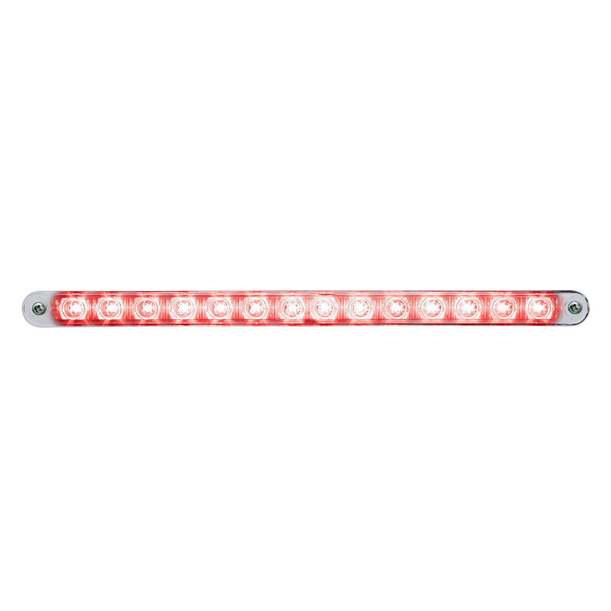 14 LED 12" Auxiliary strip Light With Bezel - Red LED/Chrome Lens