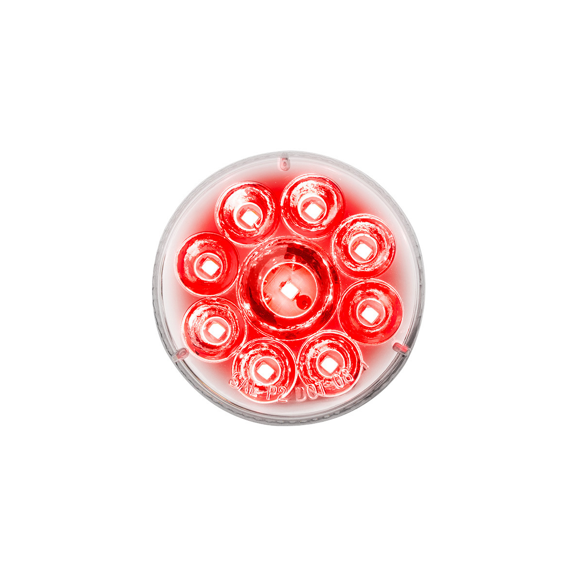 9 LED 2.5" Round Pure Reflector Light (Clearance/Marker) - Red LED/Clear Lens