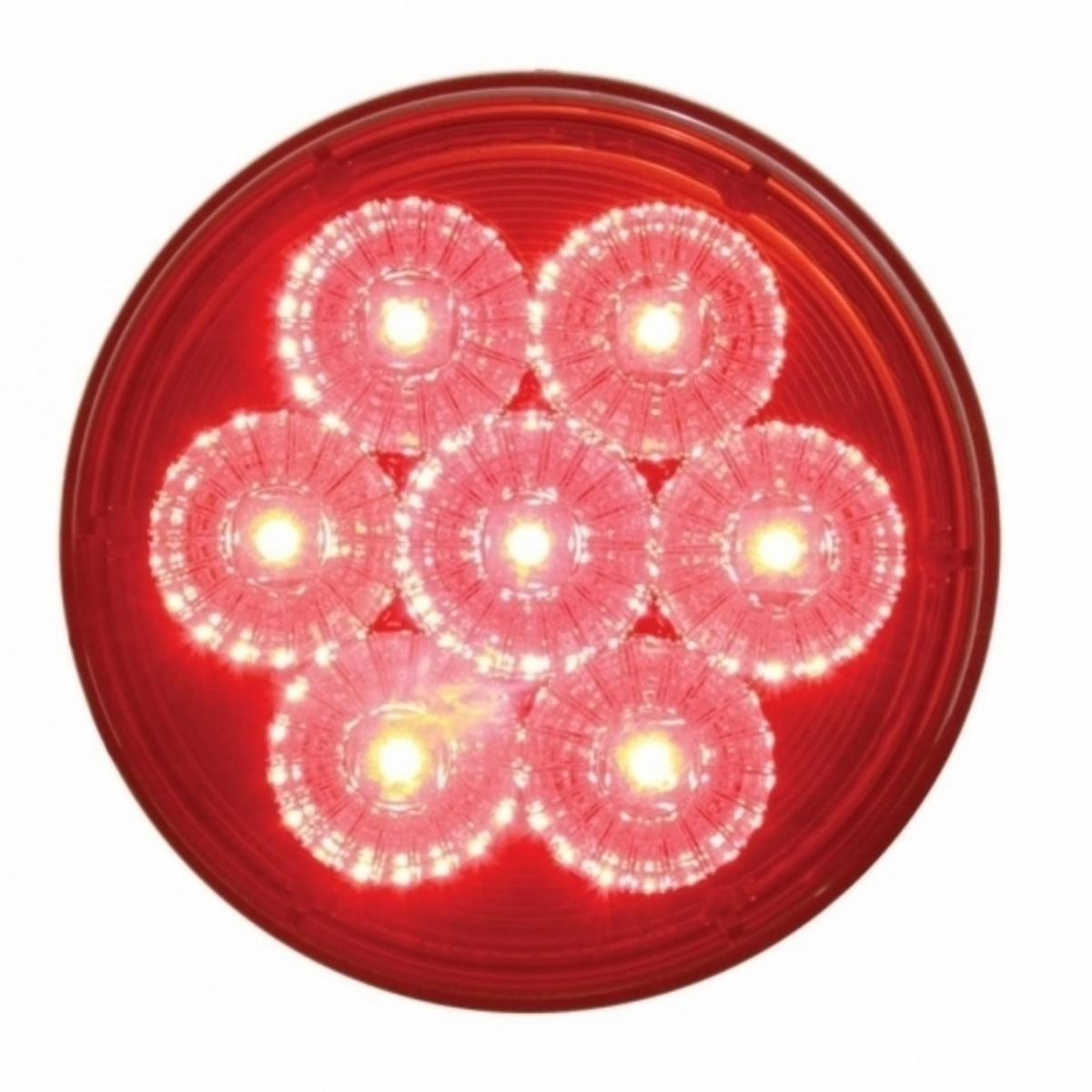 7 LED 4" Round Reflector Light (Stop, Turn & Tail) - Red LED/Red Lens (Bulk)