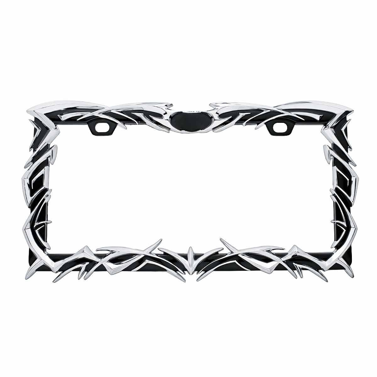 Tribal Flame License Plate Frame - Chrome