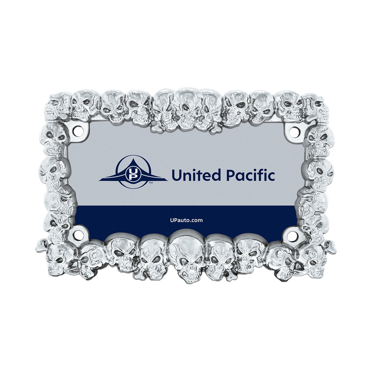 Skull Motorcycle License Plate Frame - Chrome