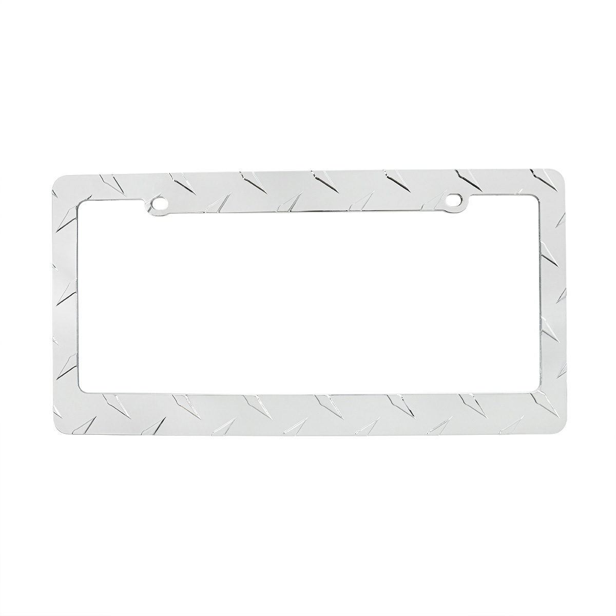 Diamond Plate License Plate Frame - Chrome