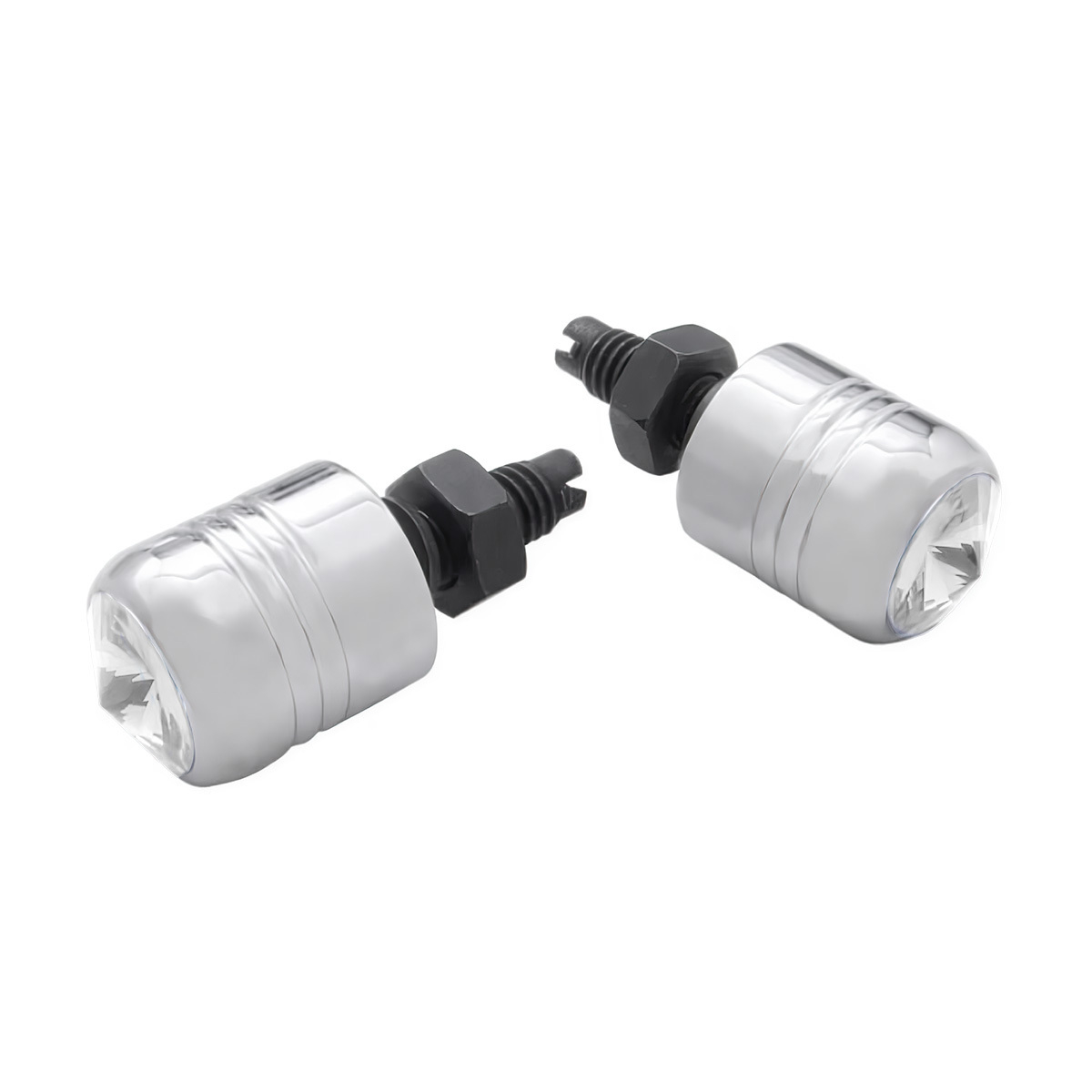 Chrome Aluminum License Plate Fastener With Clear Crystal (2-Pack)