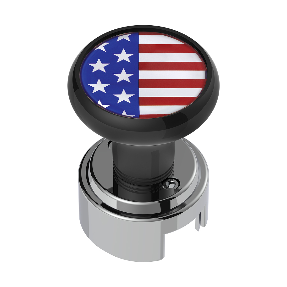 Thread-On Gearshift Knob With 13/15/18 Speed Adapter & USA Flag Sticker - Black