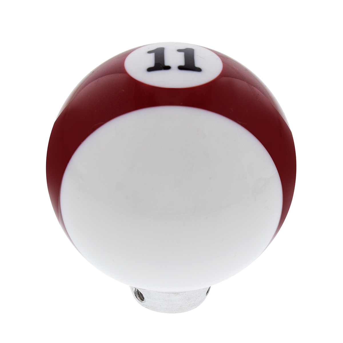 Number 11 Pool Ball Gearshift Knob - Gloss Red Striped