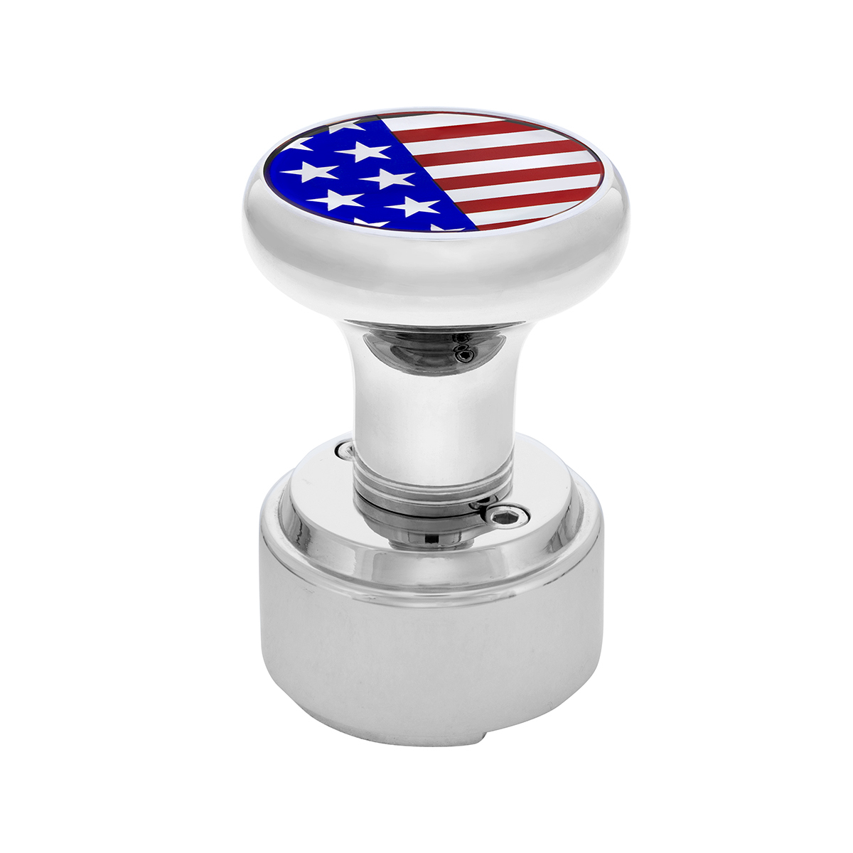 Thread-On Gearshift Knob With 9/10 Speed Adapter & USA Flag Sticker - Chrome