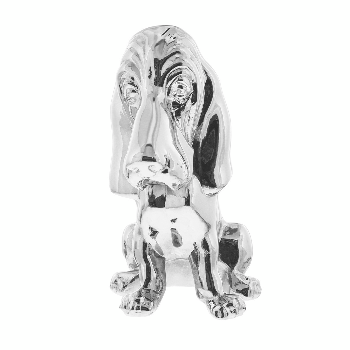 Die-Cast Bassett Hound Hood Ornament - Chrome