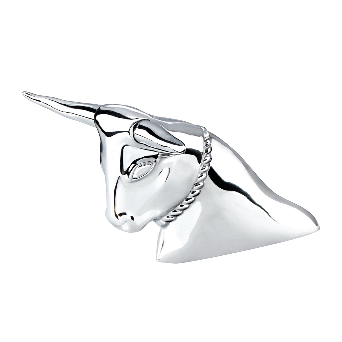 Die-Cast Long Horn Bull Hood Ornament - Chrome