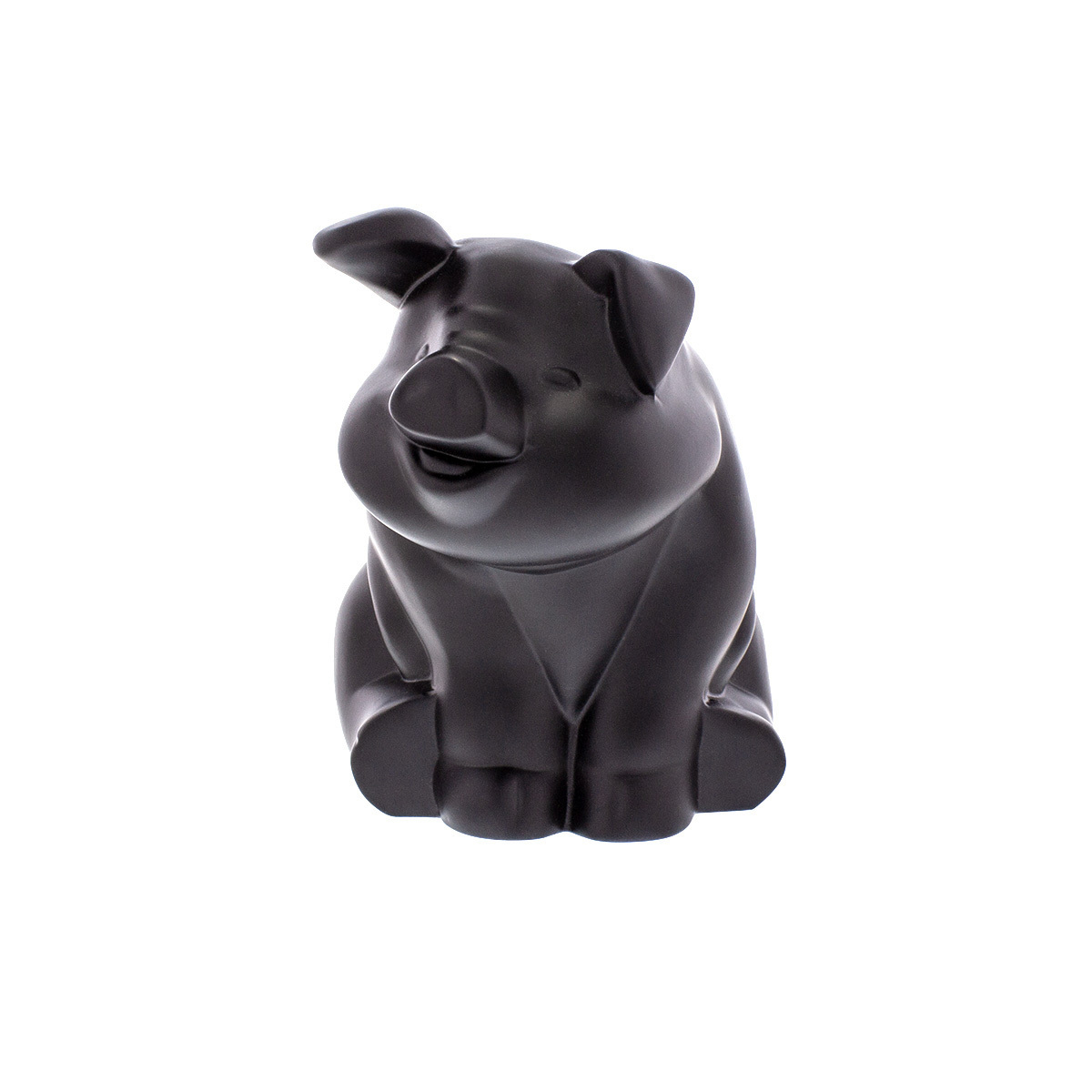 Die-Cast Sitting Pig Hood Ornament - Matte Black