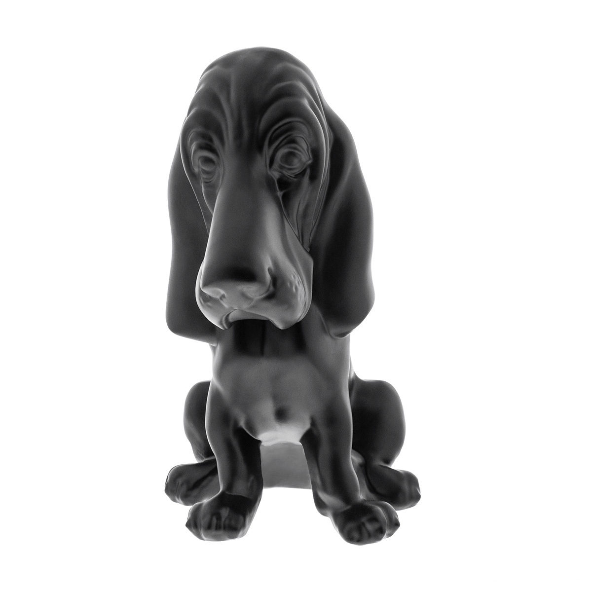 Die-Cast Bassett Hound Hood Ornament - Matte Black