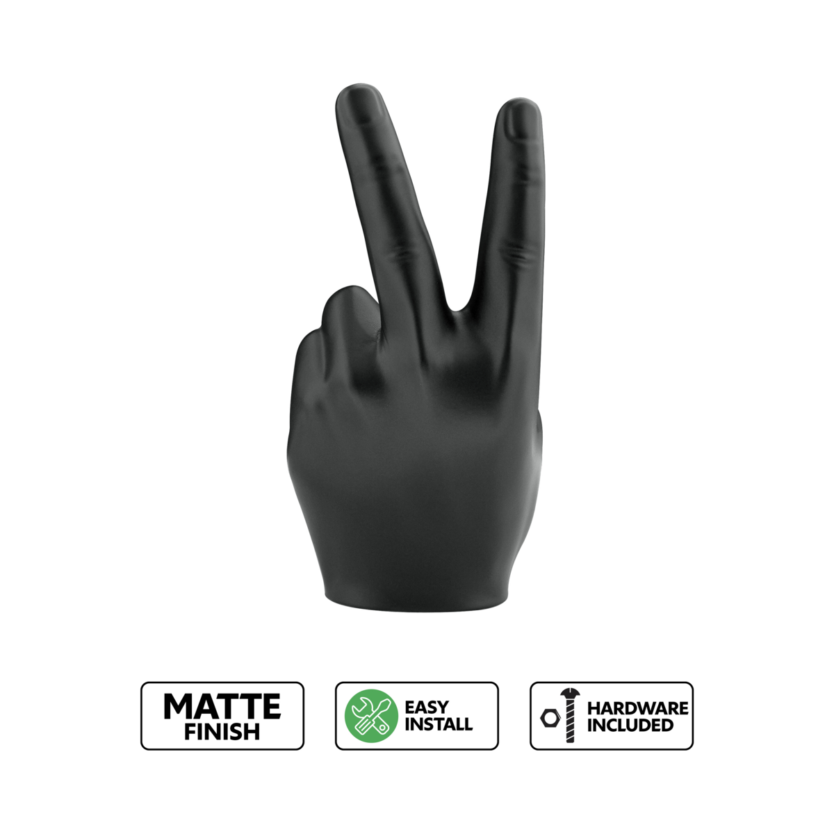Peace Sign Hood Ornament-Matte Black