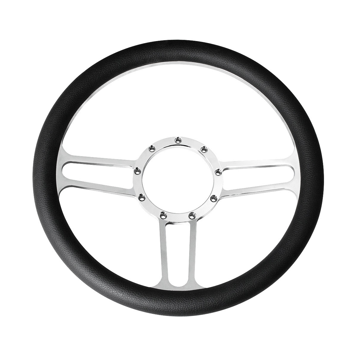 14" Chrome Aluminum 3-Spoke Style 9-Screw Mount "Competition Series" Steering Wheel