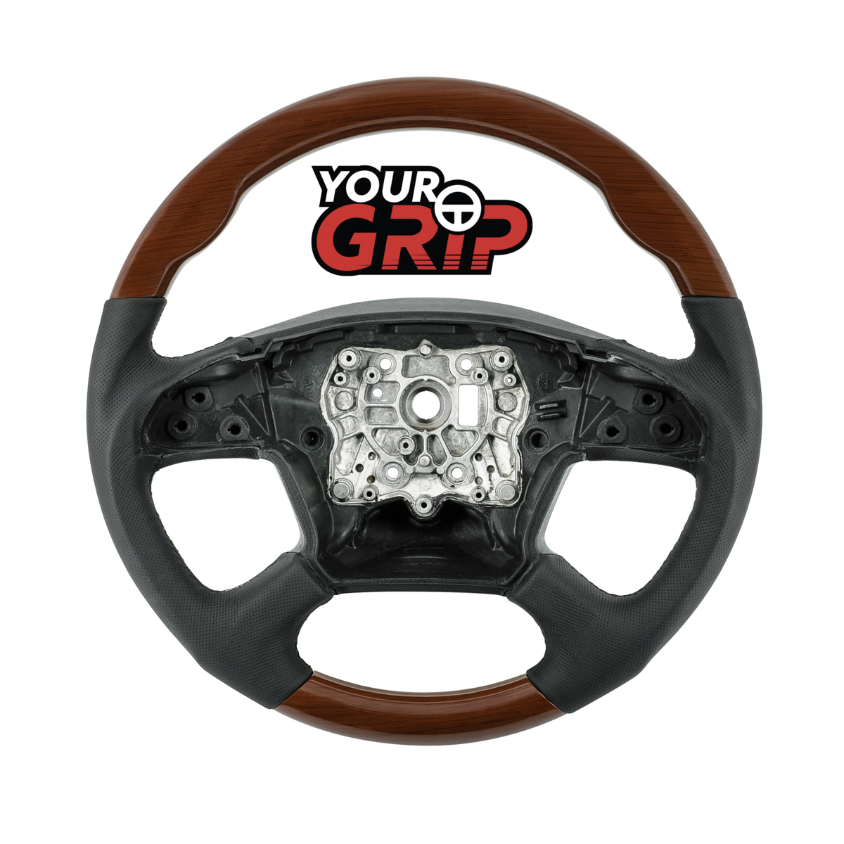 18" YourGrip Leather And Wood Steering Wheel For 2018-2026 Freightliner Cascadia