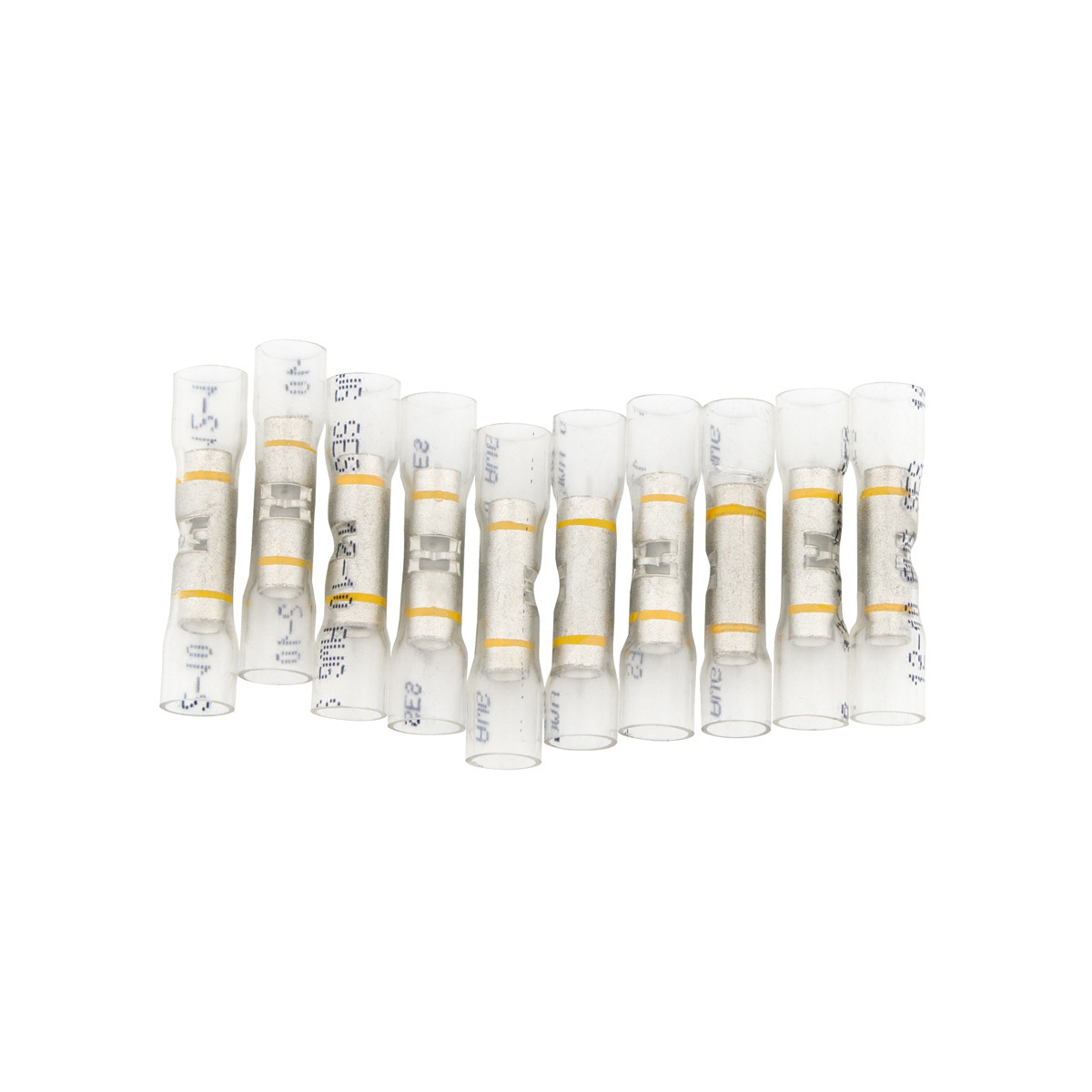 12-10 AWG CS Window Heat Shrink Butt Connector - Clear w/ Yellow Stripe (10-Pack)