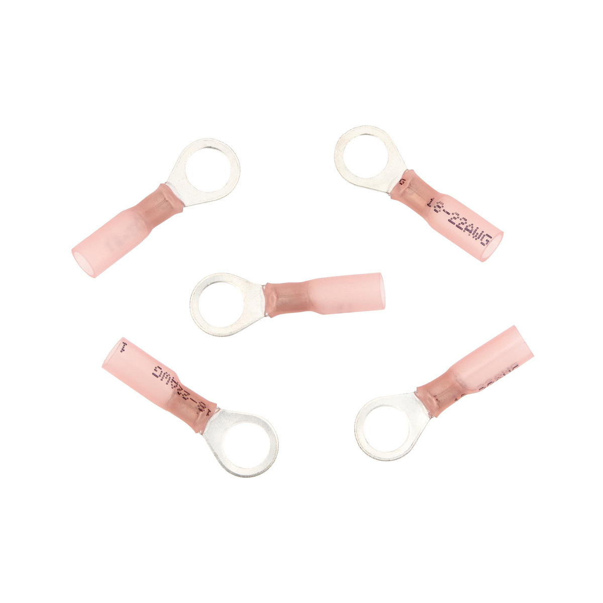 22-18 AWG 5/16" Stud CS Heat Shrink Ring Terminal - Red (5-Pack)