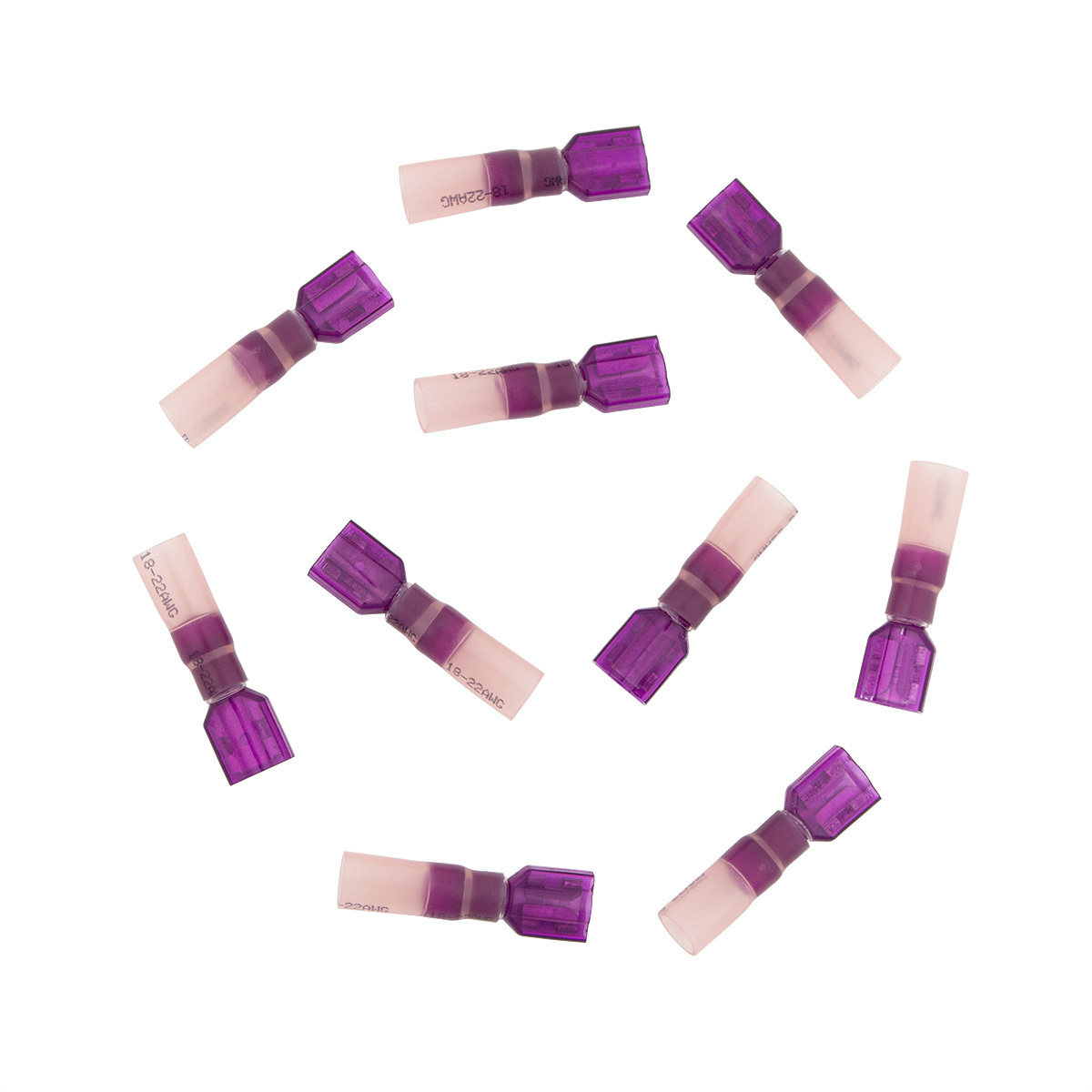 22-18 AWG .250 Tab CS Fully Insulated Heat Shrink FM Disconnect - Red (10-Pack)