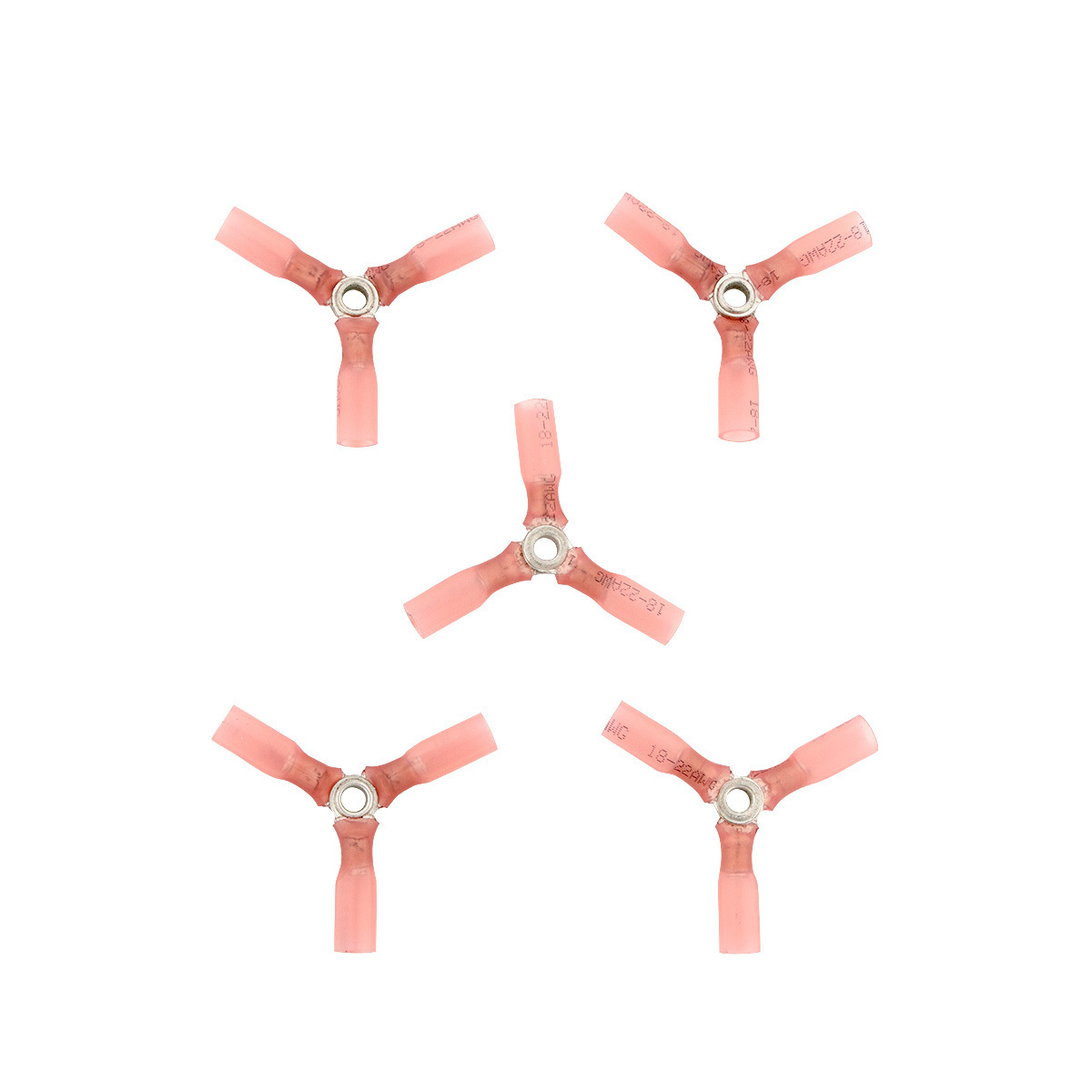 22-18 AWG 3-Way (Y) CS Heat Shrink Connector - Red (5-Pack)