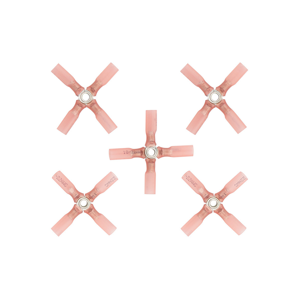 22-18 AWG 4-Way (X) CS Heat Shrink Connector - Red (5-Pack)