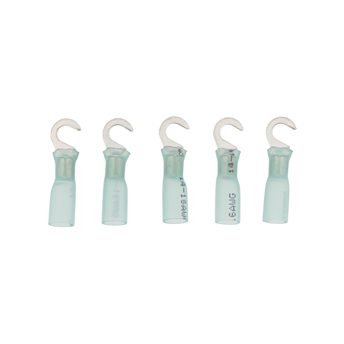 16-14 AWG #10 Stud CS Heat Shrink Hook Terminal - Blue (5-Pack)