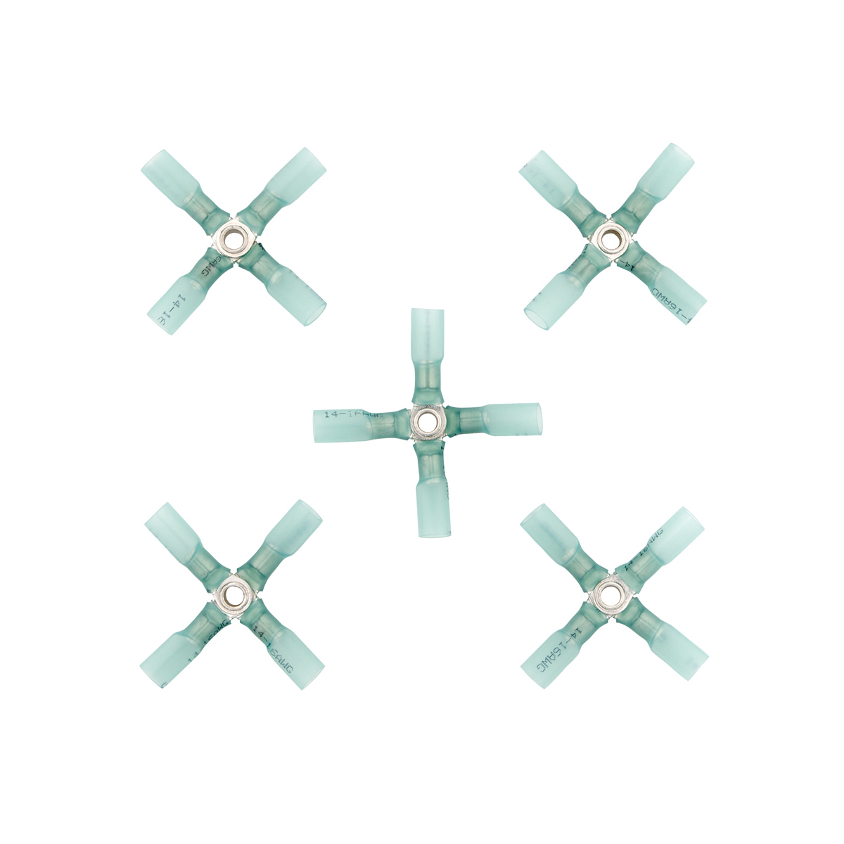 16-14 AWG 4-Way (X) CS Heat Shrink Connector - Blue (5-Pack)