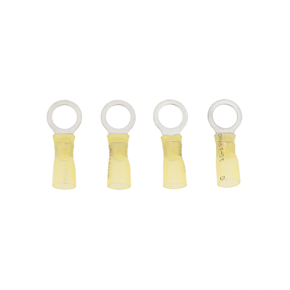 12-10 AWG 3/8" Stud CS Heat Shrink Ring Terminal - Yellow (4-Pack)