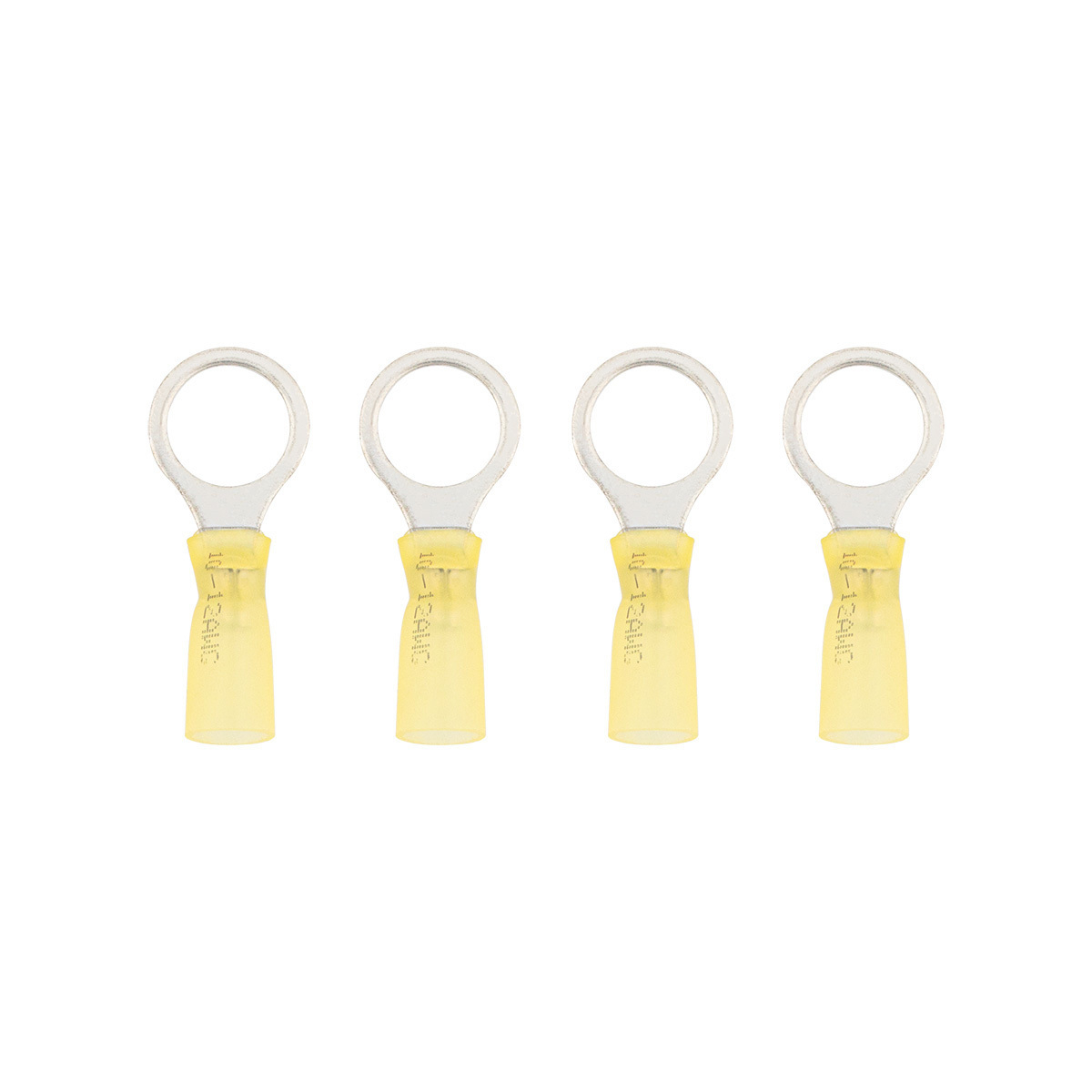12-10 AWG 1/2" Stud CS Heat Shrink Ring Terminal - Yellow (4-Pack)