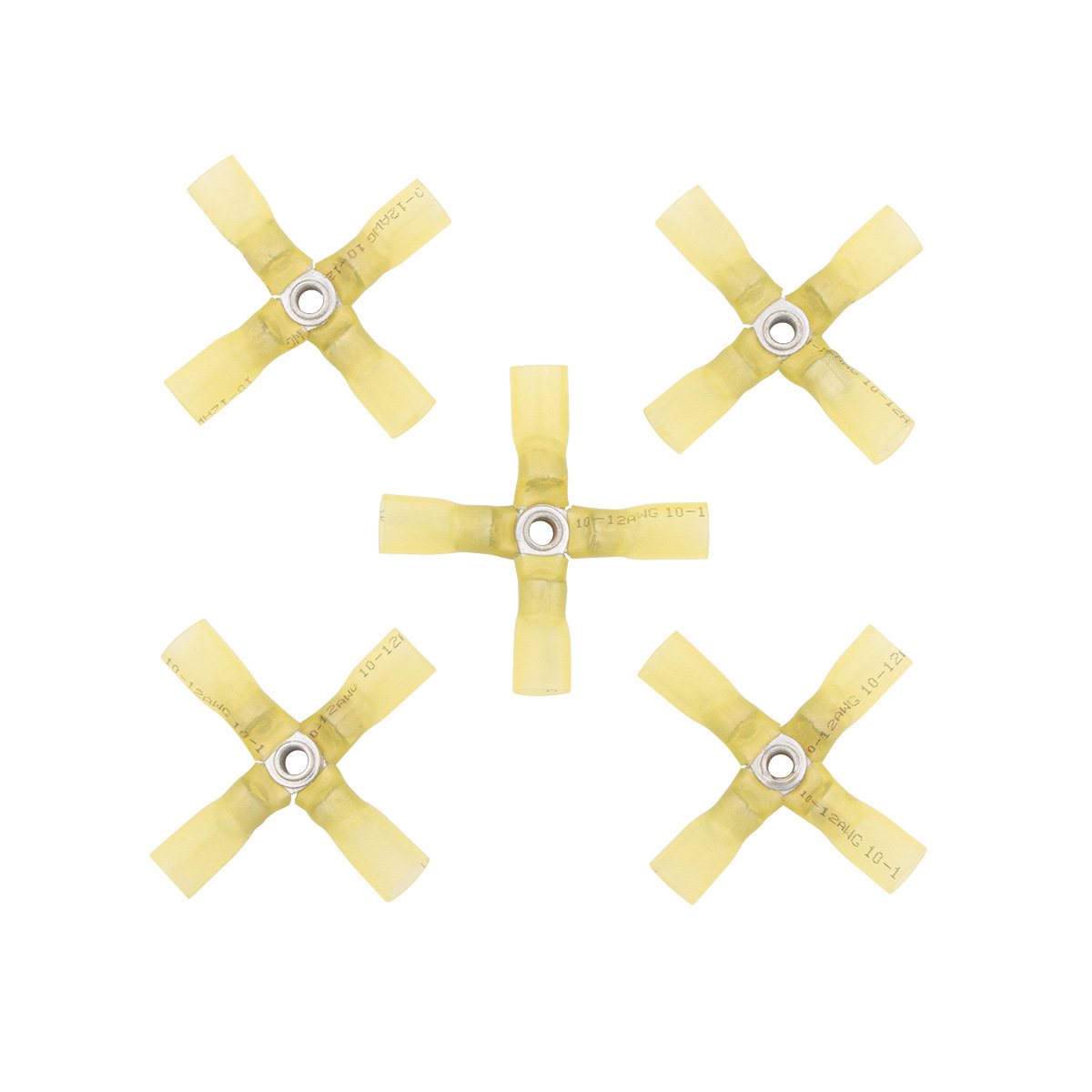 12-10 AWG 4-Way (X) CS Heat Shrink Connector - Yellow (5-Pack)