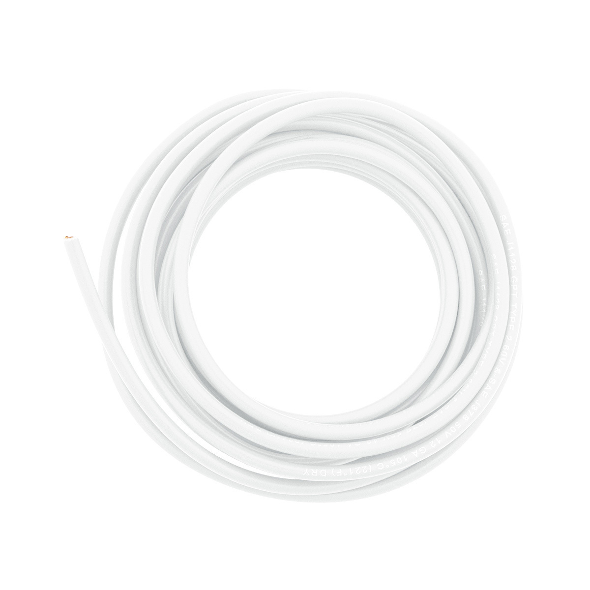 Primary Wire - Rated 80°C 12 AWG, White 12 Ft.