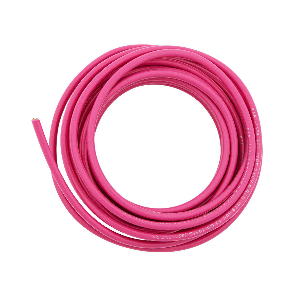Primary Wire - Rated 105°C 12 AWG, Pink 12 Ft.