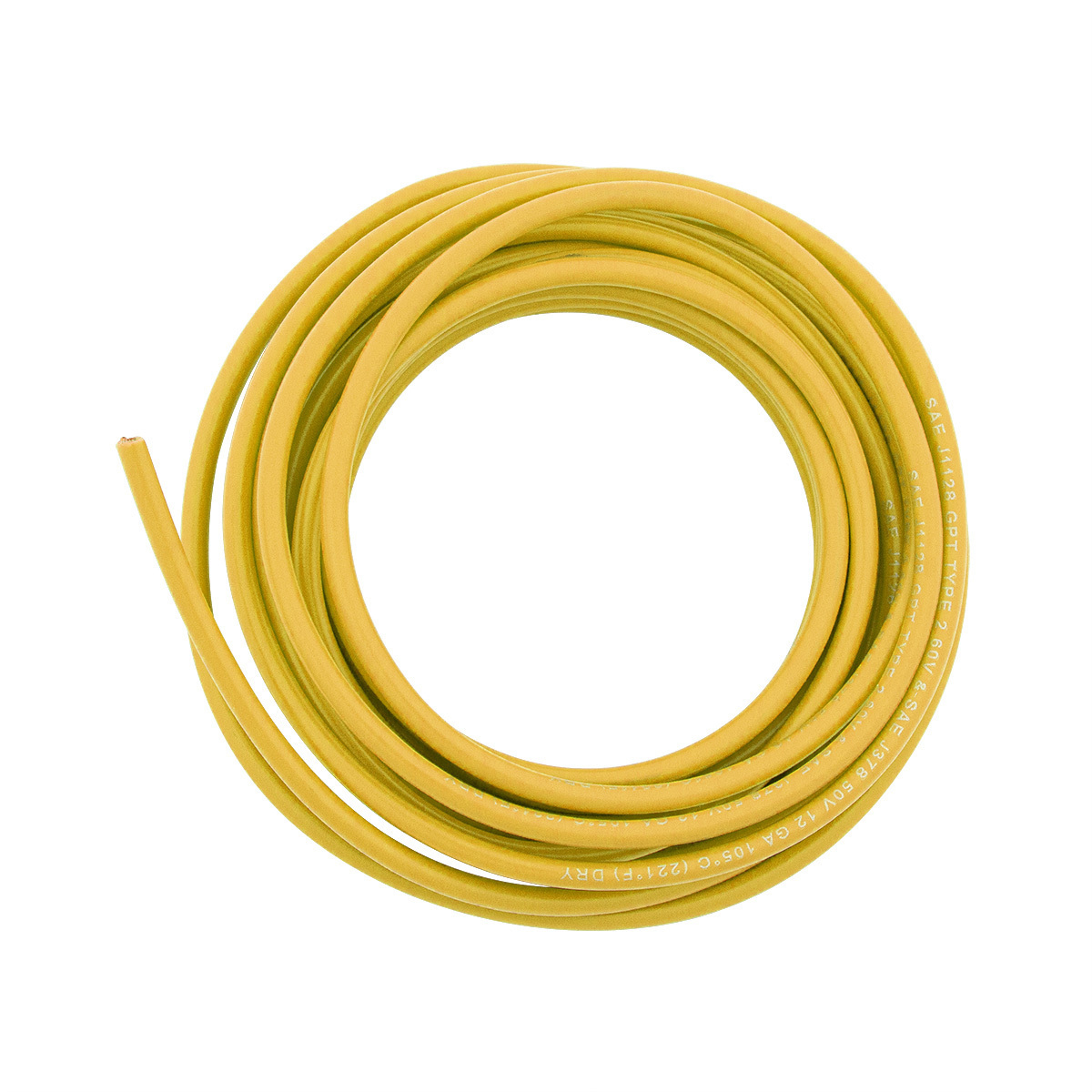 Primary Wire - Rated 80°C 12 AWG, Yellow 12 Ft.