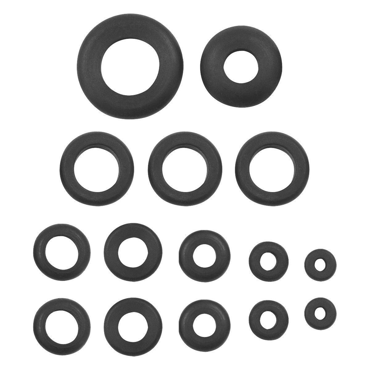 1/4",5/16",3/8",7/16",1/2",5/8",21/32",7/8" Mounting Holes Black Vinyl Grommets (15-Pack)