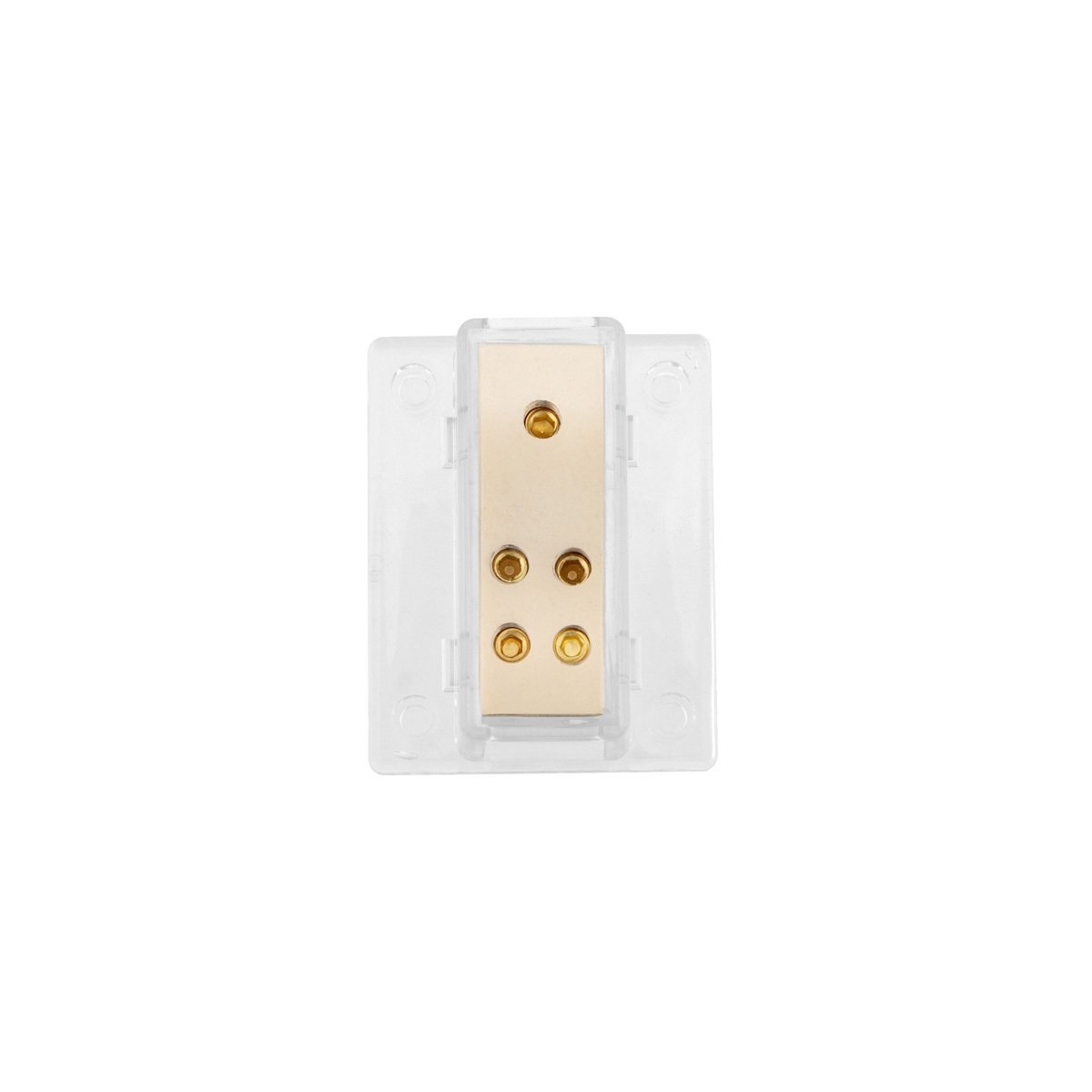 Gold Distribution Block with (1) 4 AWG input and (4) 8 AWG outputs, Rectangular Shape 1 Pc.
