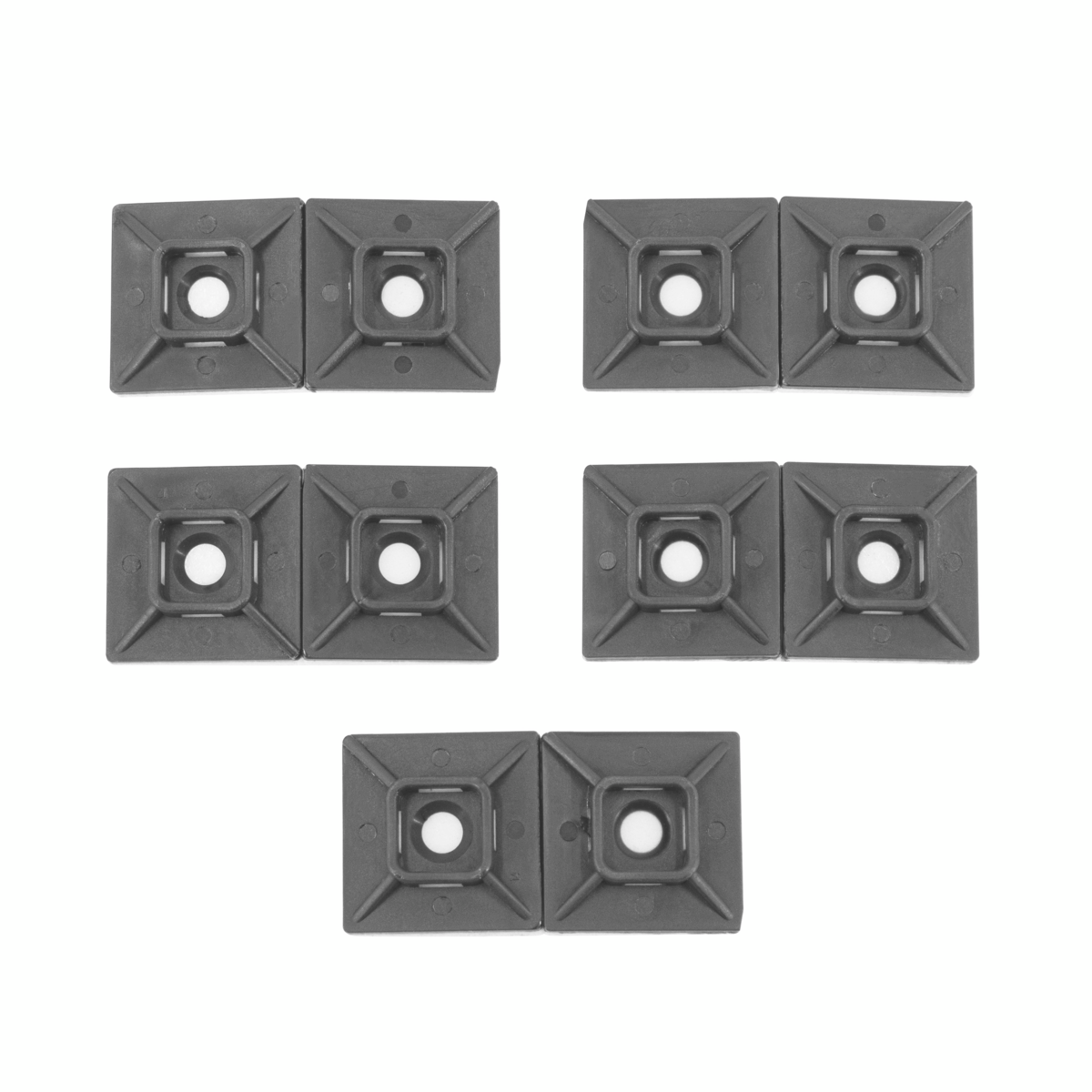 1" 4-Way Nylon Adhesive Cable Tie Mount Black (10-Pack)