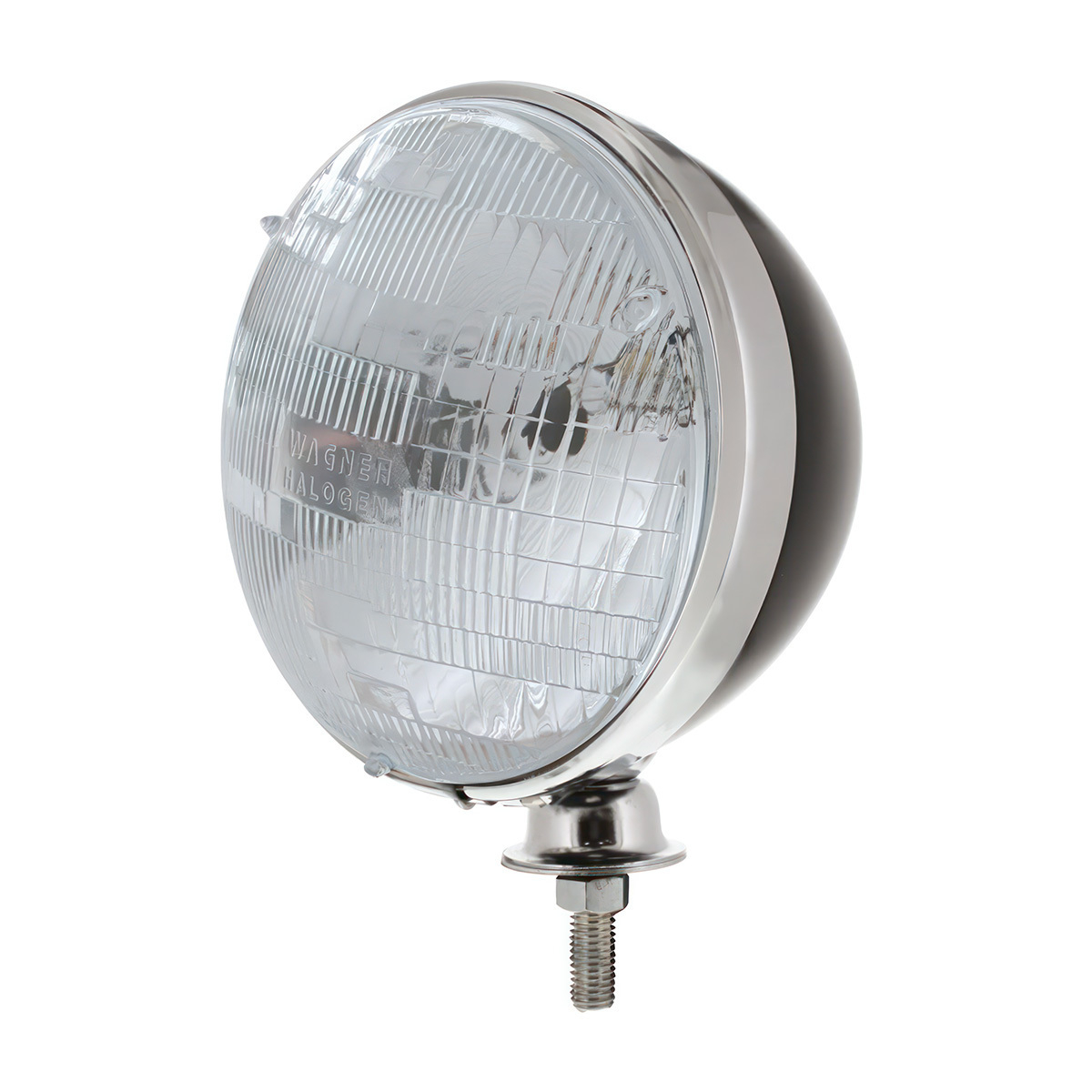 7" Black Dietz Style Headlight Housing & Chrome Rim With 12 Volt 6014 Sealed Beam Bulb (Pair)