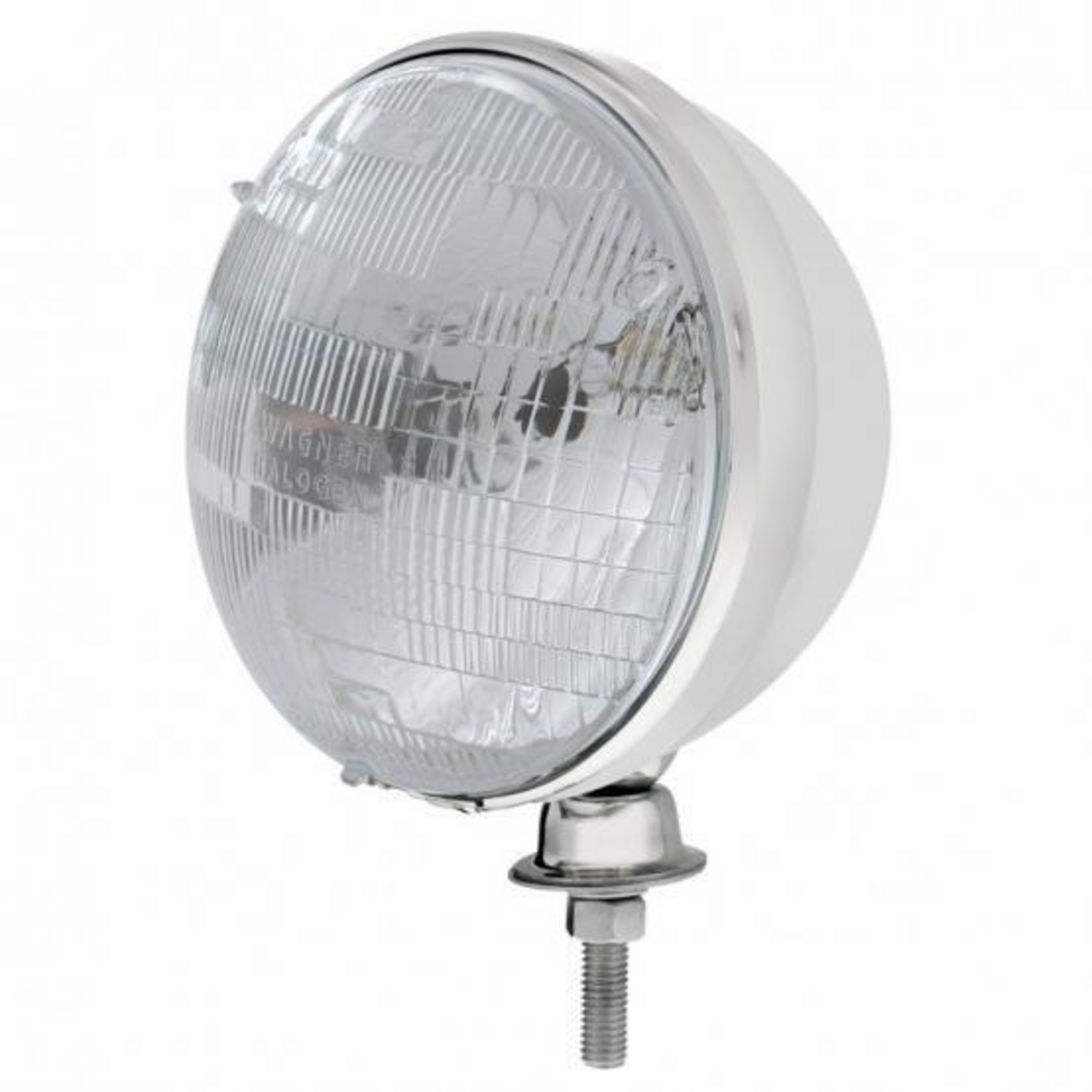 7" Chrome Dietz Style Headlight With 12 Volt H6024 Halogen Seal Beam Bulb (Pair)