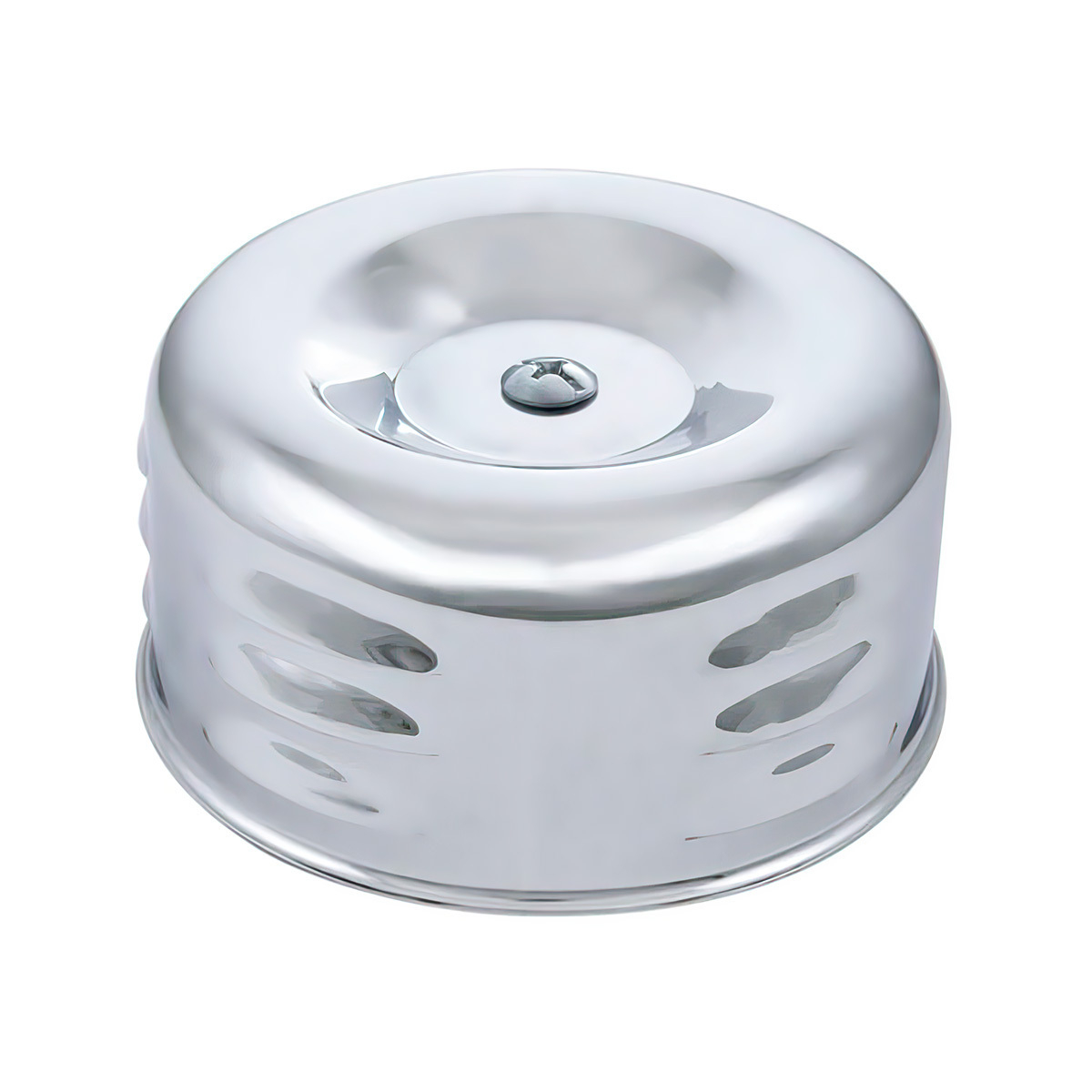 4" Round Short Neck Louvered Air Cleaner For Carburetors With 2-5/8" Neck-Chrome