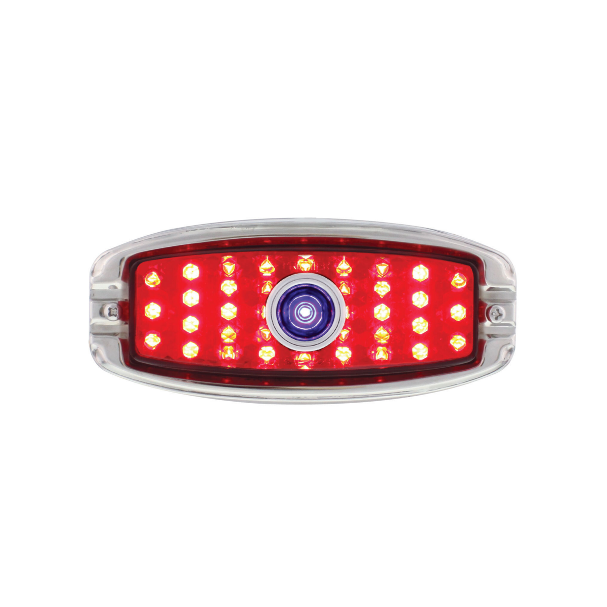 36 LED Tail Light With SS Rim & Blue Dot For 1941-48 Chevy Passenger Car - R/H
