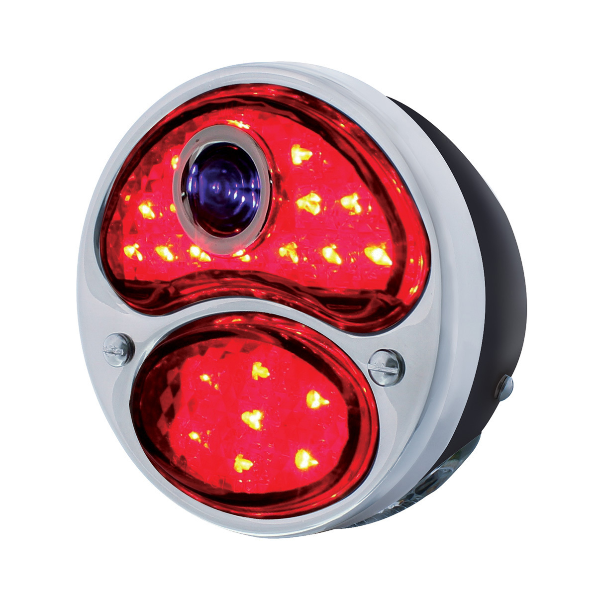 LED 12V Tail Light Assembly With Black Housing & Blue Dot For 1928-31 Ford Model A - L/H