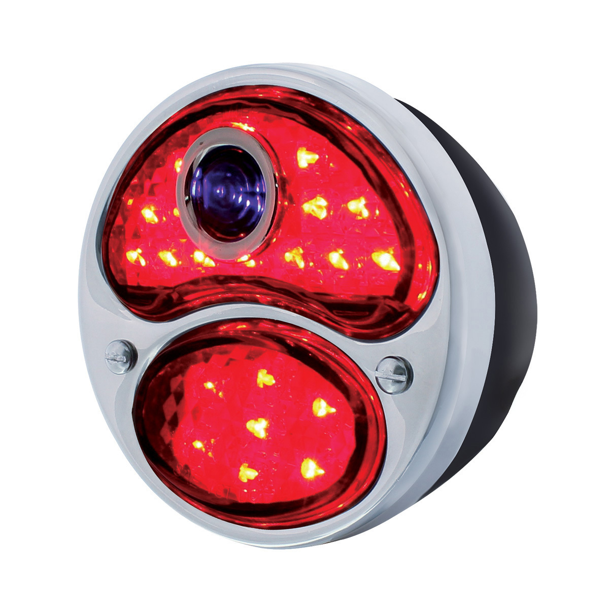 LED 12V Tail Light Assembly With Black Housing & Blue Dot For 1928-31 Ford Model A - R/H