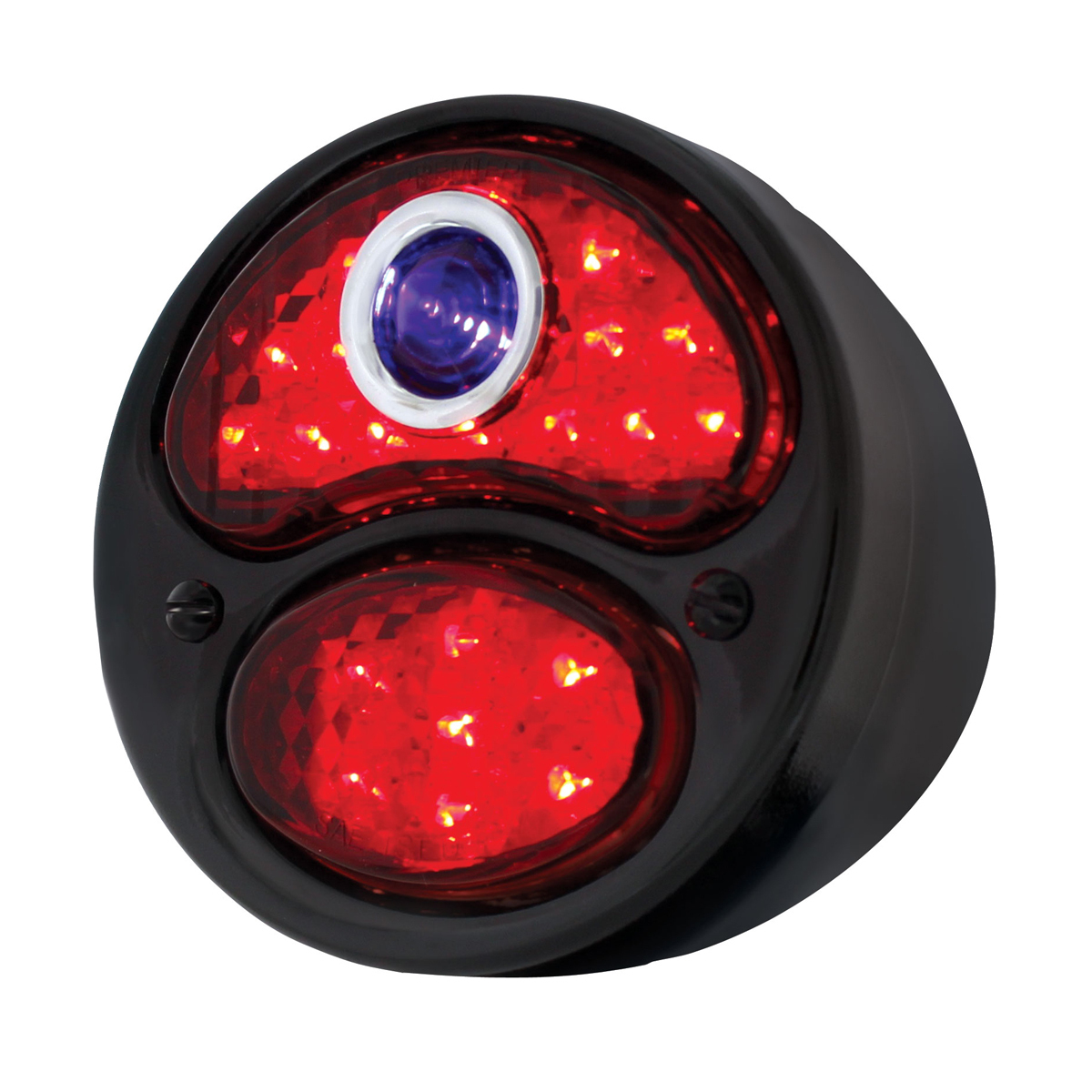 LED 12V Tail Light Assembly With Black Housing & Blue Dot For 1928-31 Model A - R/H