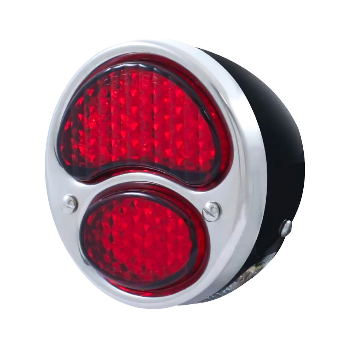 19 LED 6V Tail Light Assembly With 4 LED LP, Light Black Housing, & SS Rim For 1928-31 Ford Model A