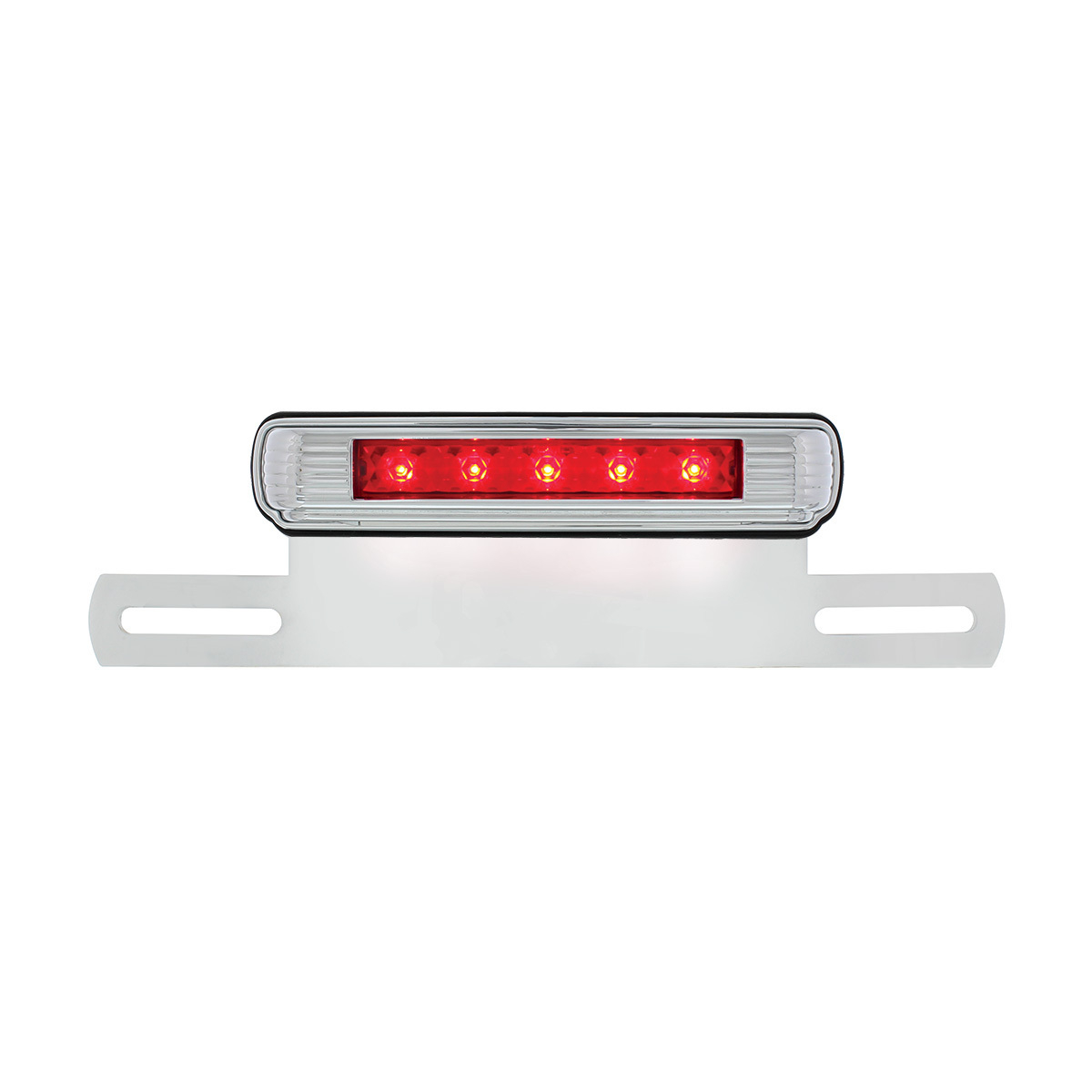 Chrome License Plate Light & Bracket With Red LED 3rd Brake Light - Red LED/Red Lens