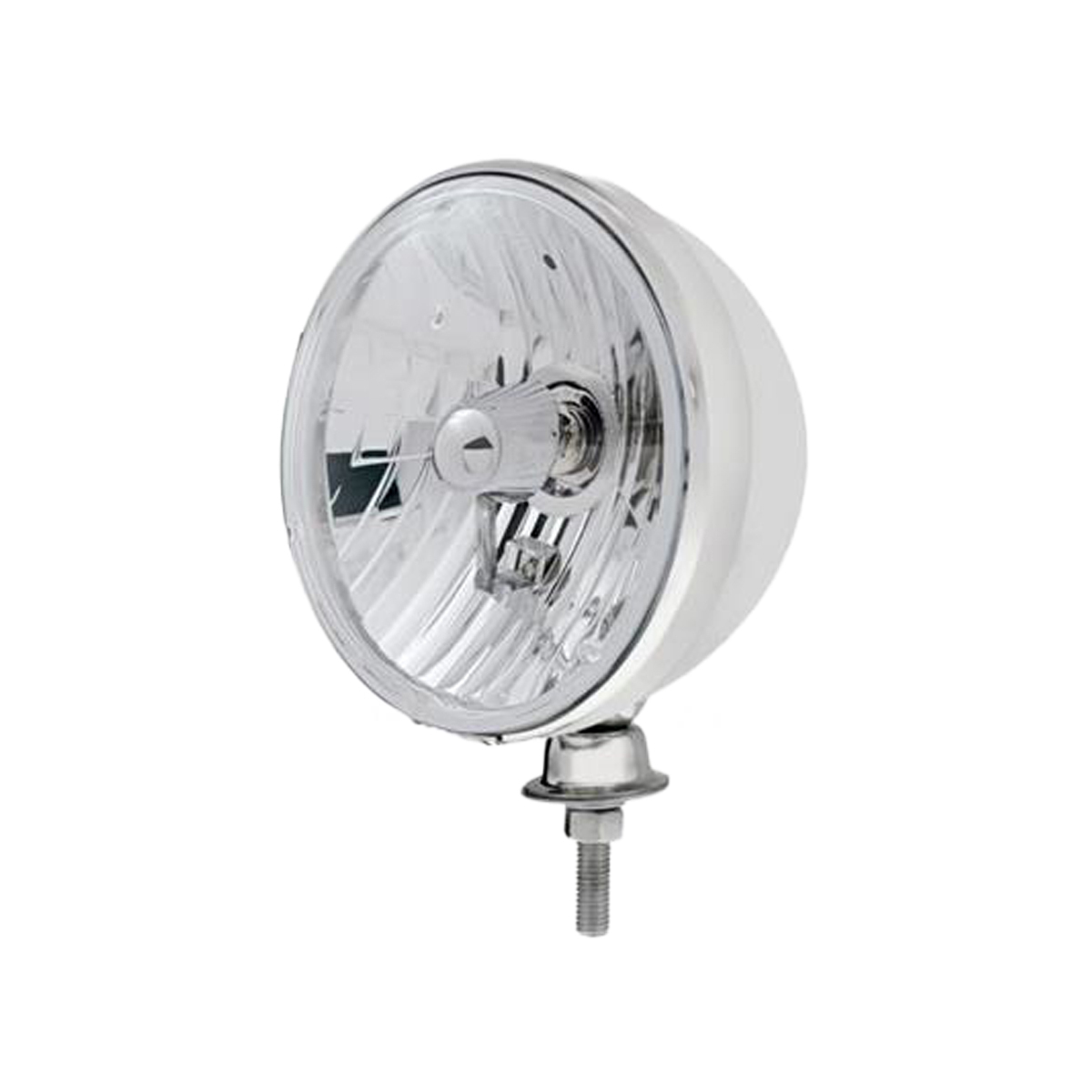 7" Stainless Dietz Style Headlight With 12 Volt H4 Crystal Halogen Bulbs (Pair)