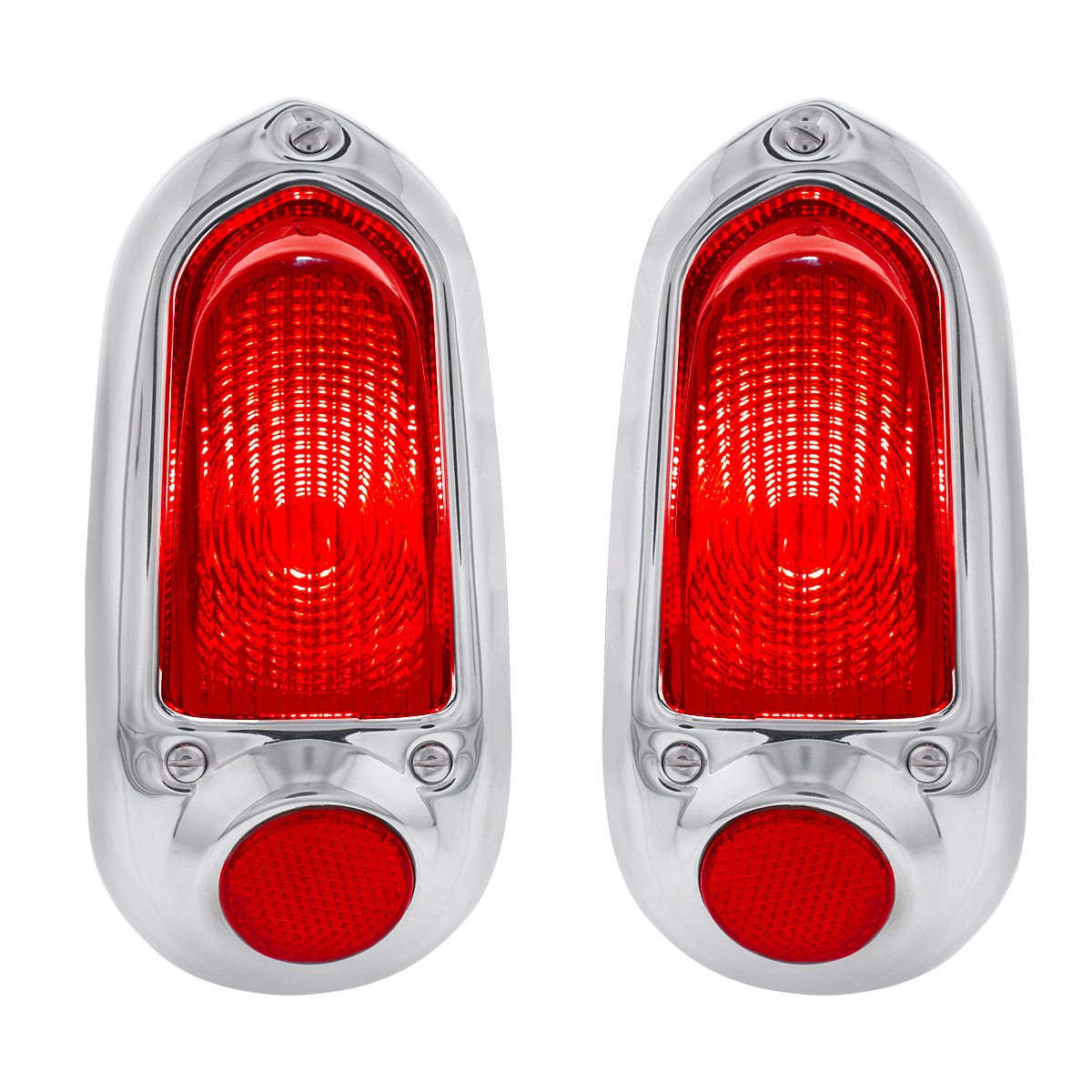 12V Tail Light With Stainless Steel Bezel For 1949-50 Chevy Passenger Car (Pair)