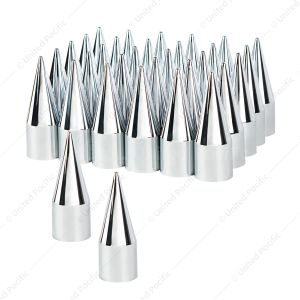 Chrome Spike Hubcap Nut Cover For 1999-2018 Chevy & GMC 2500 & 3500 - Push-on (Color Box of 32)