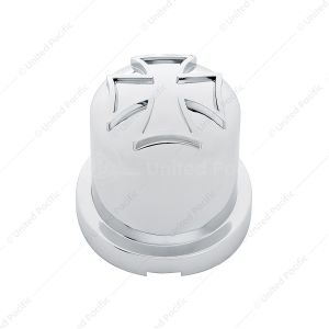 Chrome Plastic Iron Cross Nut Cover - Push-On Style