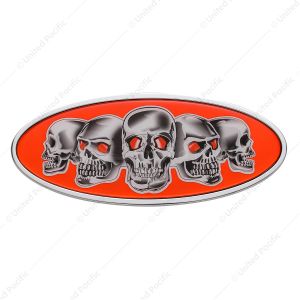 Chrome Die Cast Skull Emblem - Red